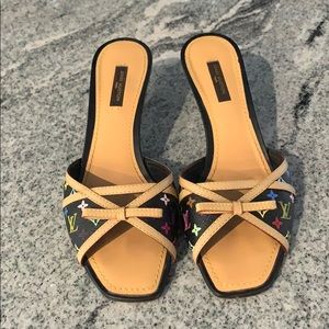 Louis Vuitton Black Multi Sandals with bow.